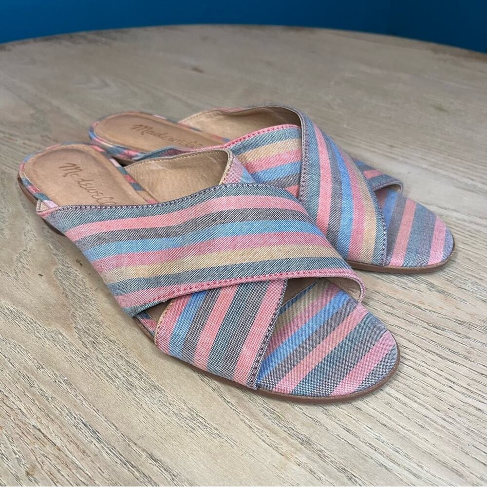 Madewell The Ruthie Crisscross Mule Rainbow Stripe Size 8
